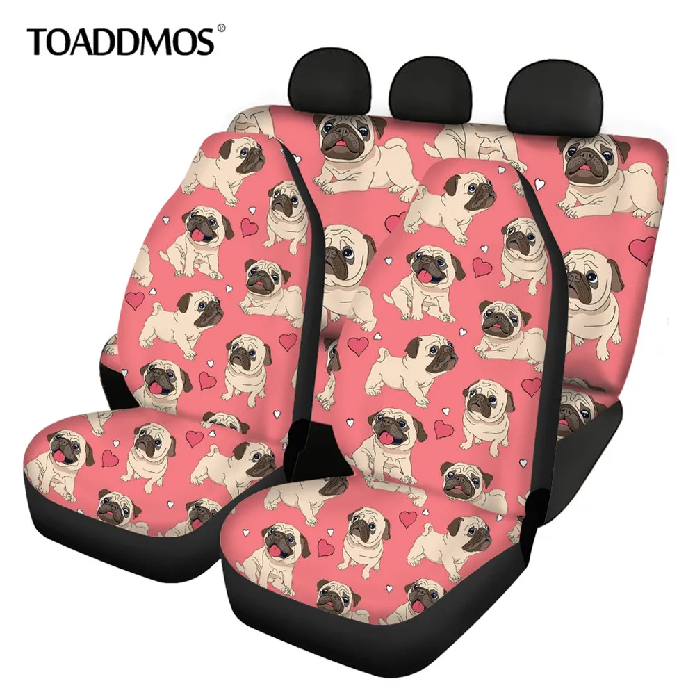 

Чехлы для передних и задних сидений автомобиля TOADDMOS с изображением мопса, розовые/голубые/белые, 4 шт., защитные аксессуары для автомобильны...