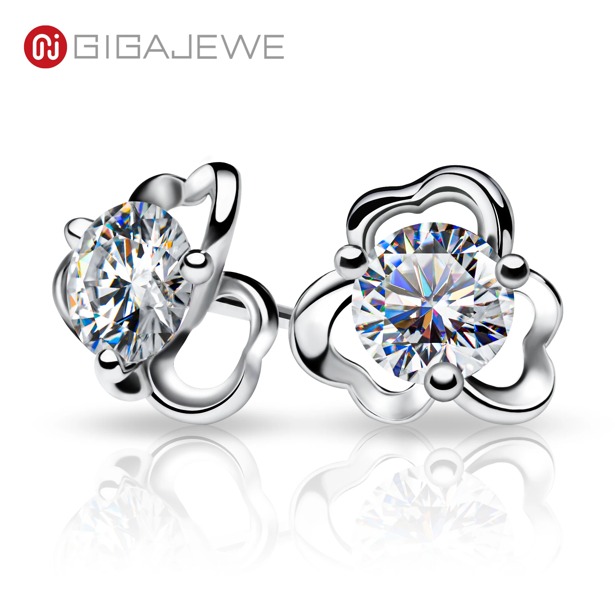 GIGAJEWE Moissanite всего 1.2ct 5 мм 925 Серебряные сережки 18 к позолоченные алмазные пробы