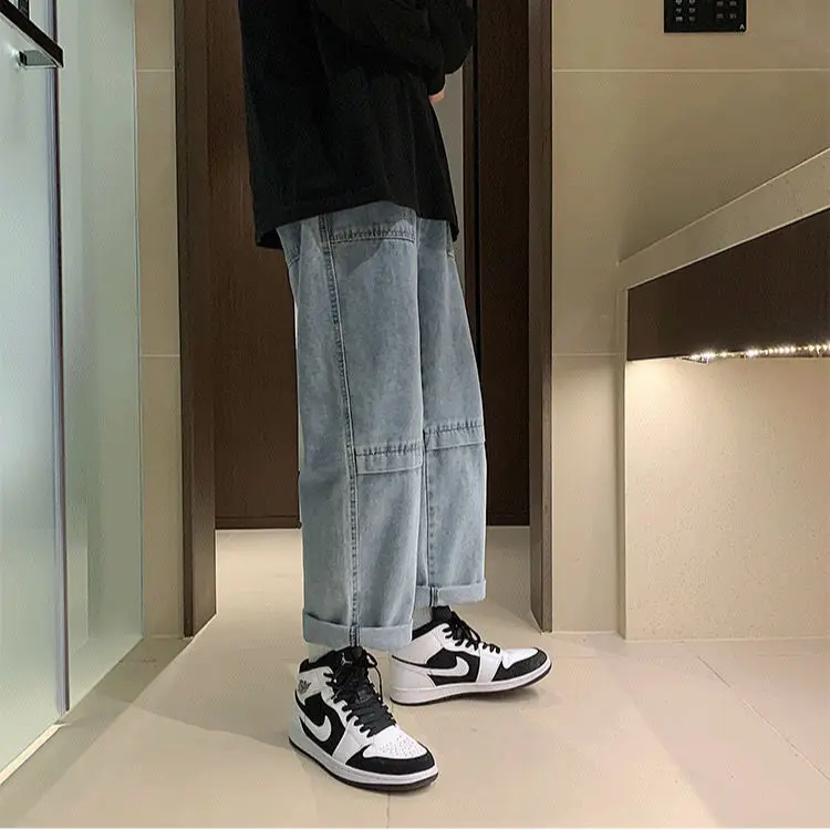 ICCLEK Men's Pants Autumn Jeans Straight Loose Pants Fashion Jeans Long Pants Jeans for Men  Straight Leg Jeans  Skinny Jeans