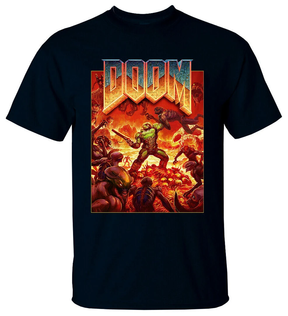 Игра Doom V1 видео Юнион Аэрокосмическая корпорация Футболка (черный) все размеры
