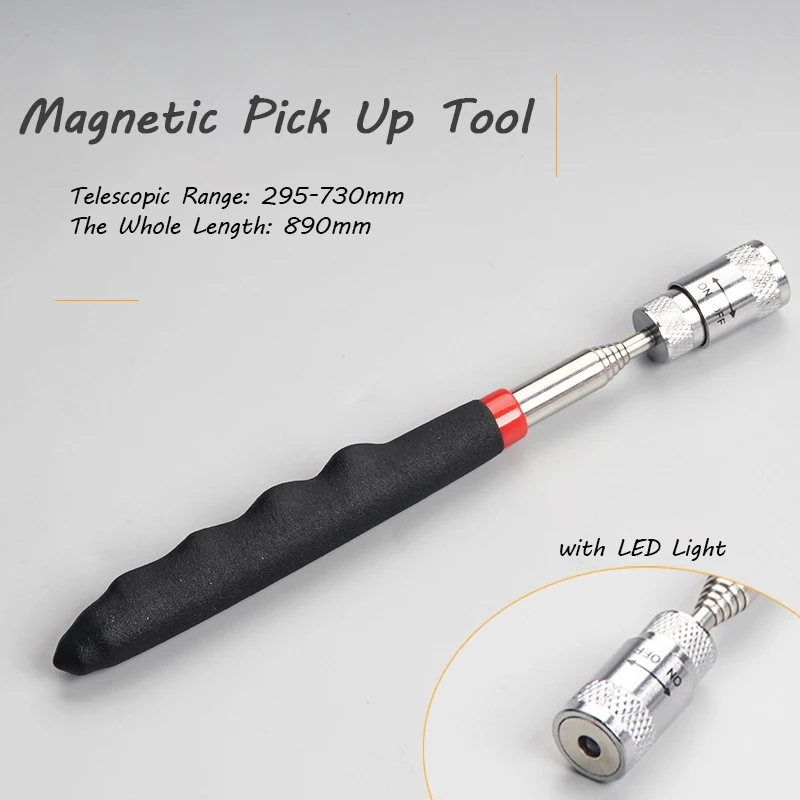

Portable Telescopic Inspection Mirror 360 Revolve Manual Magnetic Telescoping Pick Up Tool Car Inspection Mirror with LED Light