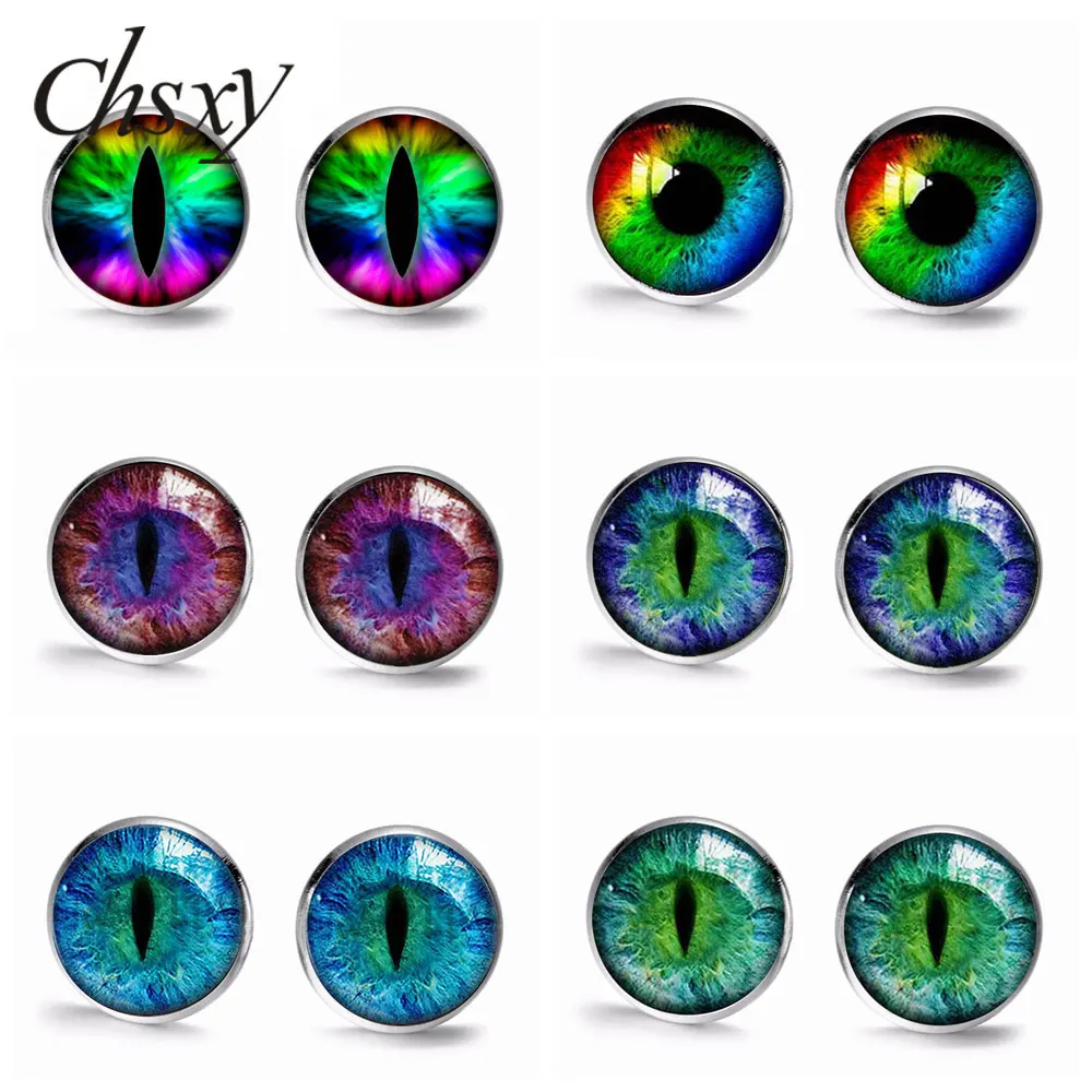 CHSXY готические серьги гвоздики с глазами дракона удачи сглаза искусство картина