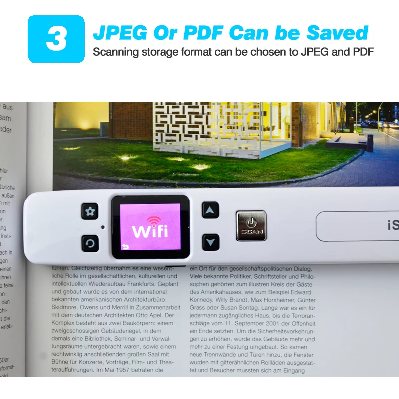 Мини Iscan сканер документов и изображений A4 Размер JPG/PDF Formate Wifi 1050 dpi высокая скорость с ЖК-дисплеем встроенный аккумулятор
