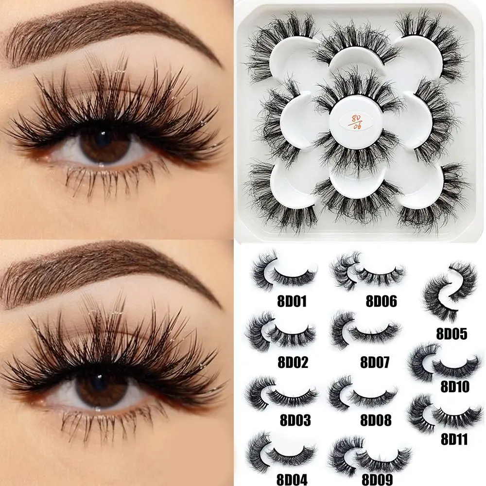 

Eye Makeup Tools Handmade Thick Natural Long Eye Extension 8D Faux Mink Wispy Fluffy Lashes False Eyelashes