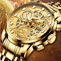 2021 new fashion men watches 3d hollow stainless steel top brand luxury sports chronograph quartz watch men relogio masculino