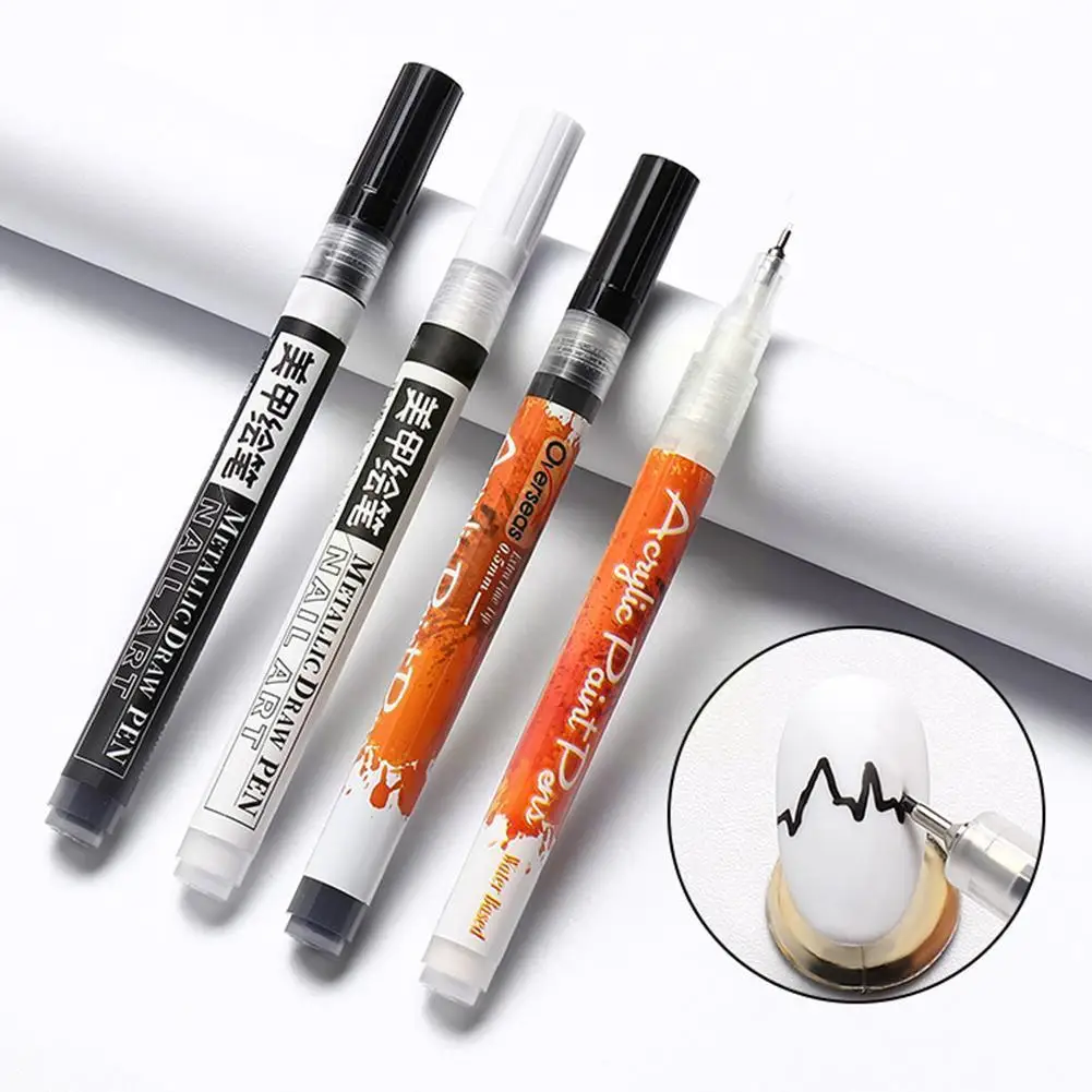 

1pcs Nail Art Graffiti Pen Black Color Uv Gel Polish Diy Detailing Tools Art Adorn Design Pen Dot Painting Brushes Nail K4k1