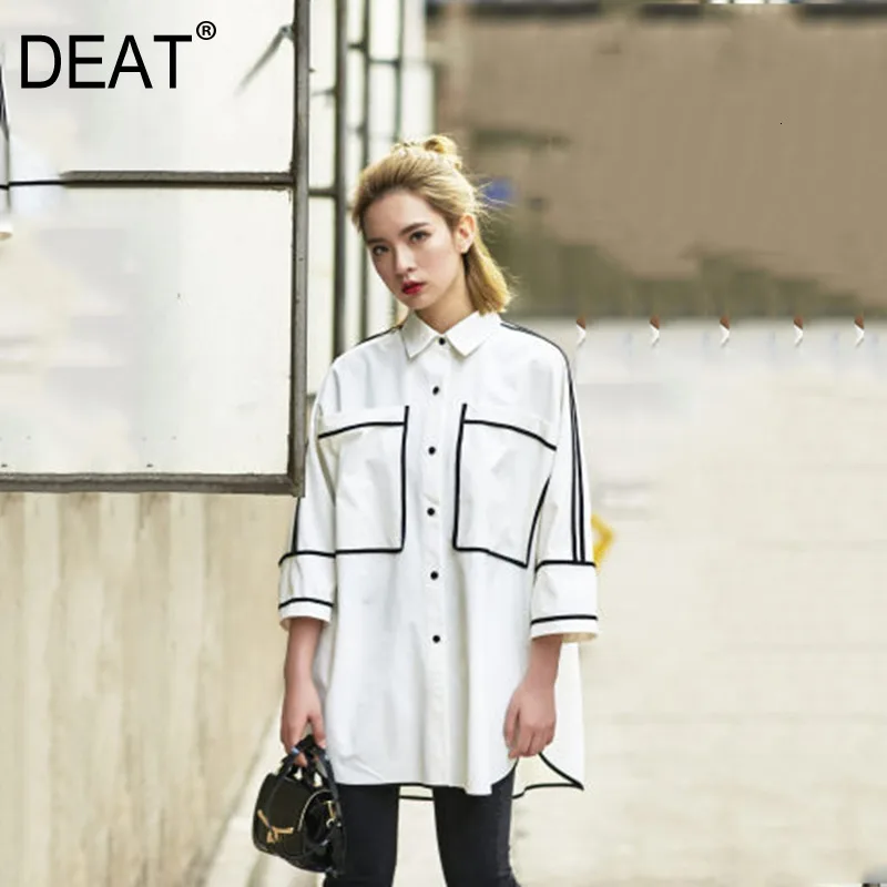 [DEAT] новинка 2020 черная белая популярная с отложным рукавом летучая мышь свободная