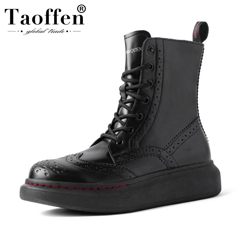 Женские ботинки на плоской подошве Taoffen Теплые повседневные из натуральной кожи