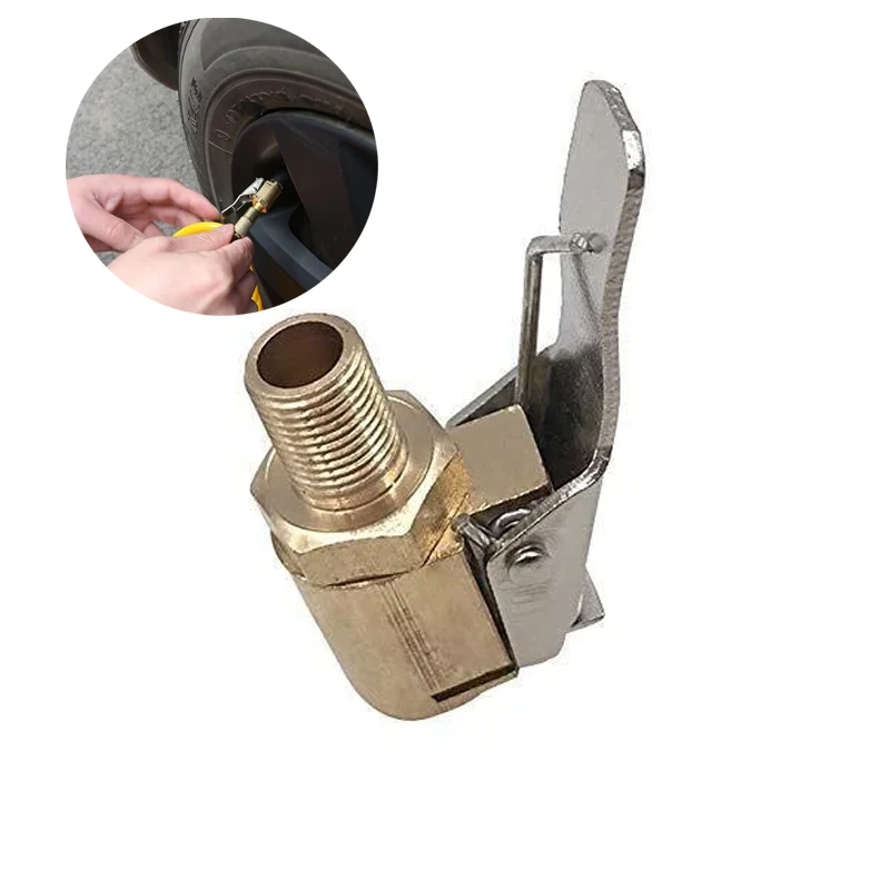 

8mm Tyre Wheel Tire Air Chuck Inflator Pump Valve Clip Clamp Connector Adapter Car Accessories For Compressor Car Auto Brass