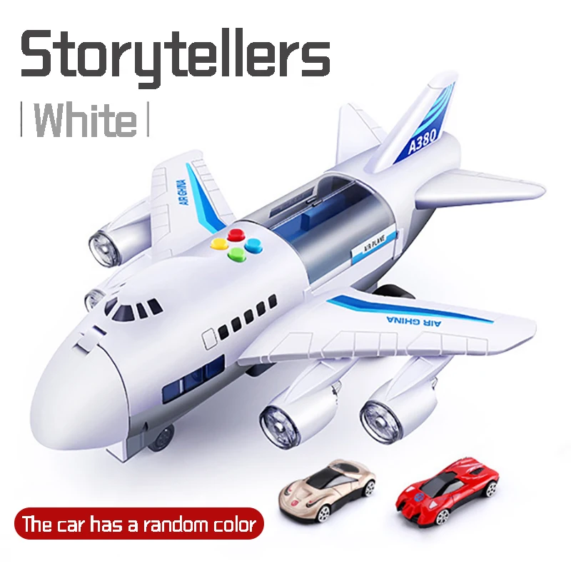

Kids Boys Early Education Toys Simulation Large Airplane Model Music Stroy Sound Light Plane Vehicles Storage Car Send 2 Cars