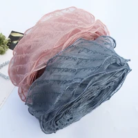 5yardslot 55mm flocking letter print wavy edge organza ribbon for diy craft gift wrapping party home decoration