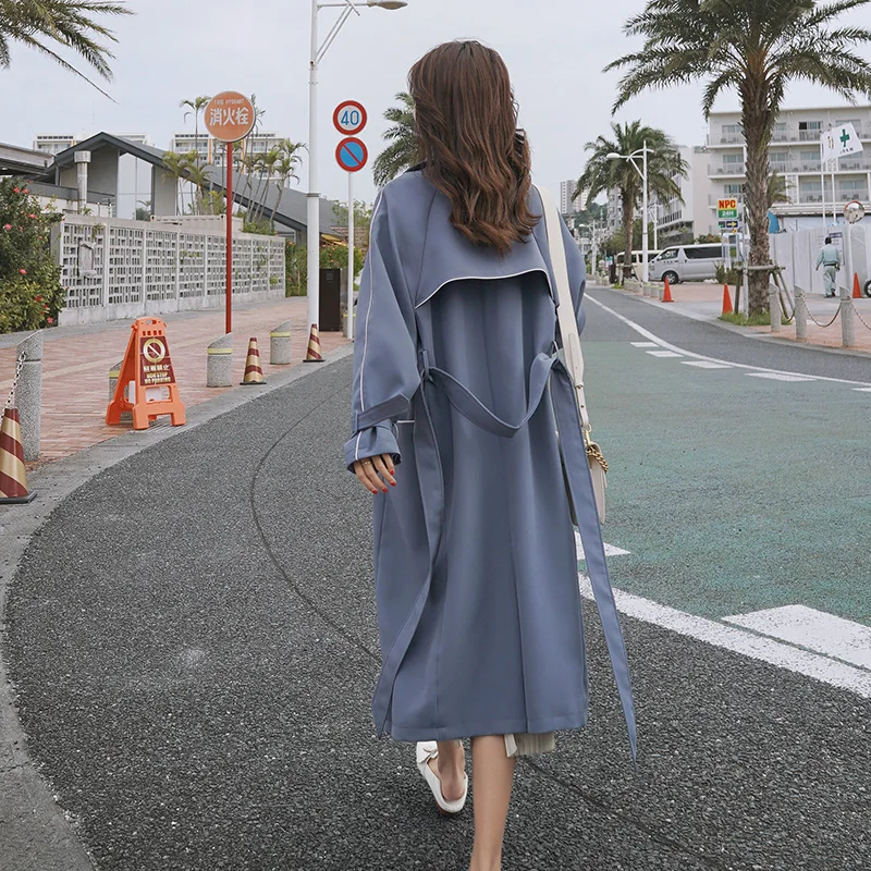 

Ly Varey Lin 2020 Women Spring Autumn Double Breasted Turn Down Collar Mid-long Trench Coat Business Vintage Windbreaker Outwear