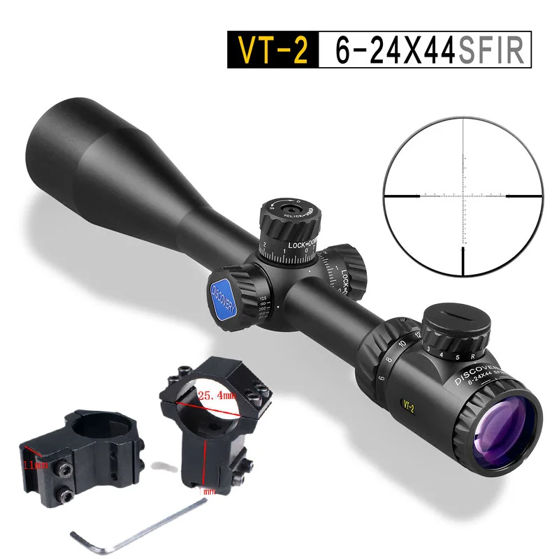 Дискавери VT-2 6-24X44SFIR прицел тактические оптические прицелы R& G с подсветкой Mil точка сетка боковой Фокус оптический Воздушный прицел - Color: hight 11mm mount