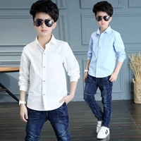 kids clothing spring 2021 long sleeve boys shirts fashion cotton solid white shirt children turn down collar button tops 8 12y