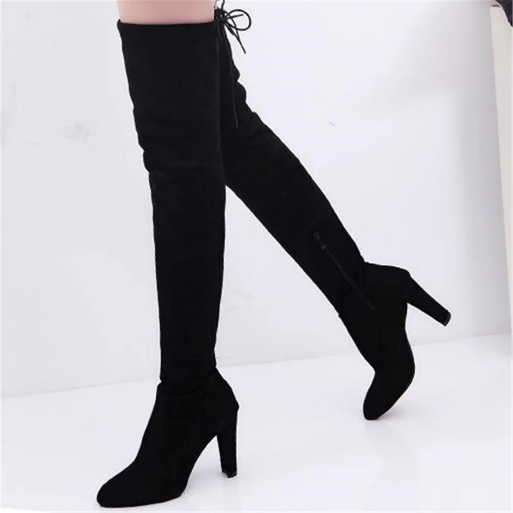 Узкие сапоги feiyitu Сексуальные Сапоги выше колена женские мотоциклетные на