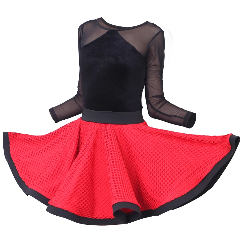 

Fashion Latin Dance Costumes Girls Slim Ballroom Practice Wear Tango Cha Cha Samba Salsa Rumba Performance Clothing 2 Pcs DC3154