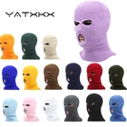 YaTxKx маска на Хэллоуин Шапка балаклава для вечерние мотоцикла езды на велосипеде унисекс теплые шапки для мужчин Вязаная Шапка балаклава кость