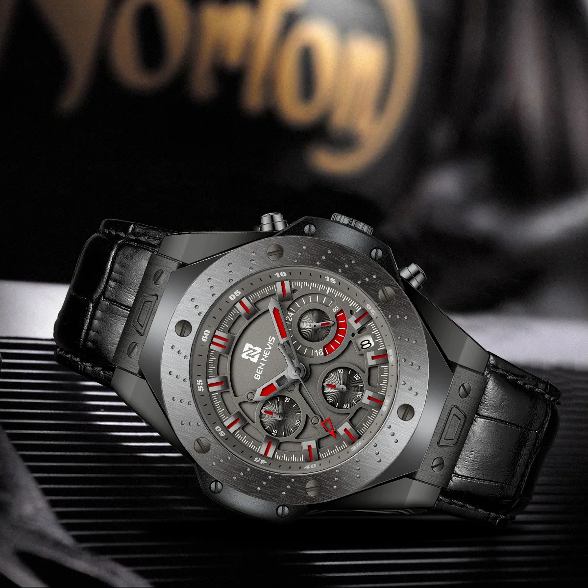 

BENNEVIS Men's Luxury Watch Top Brand Quartz Watch Men's Business Leather Waterproof Watch Gift for Boyfriend Couple Wristwatch