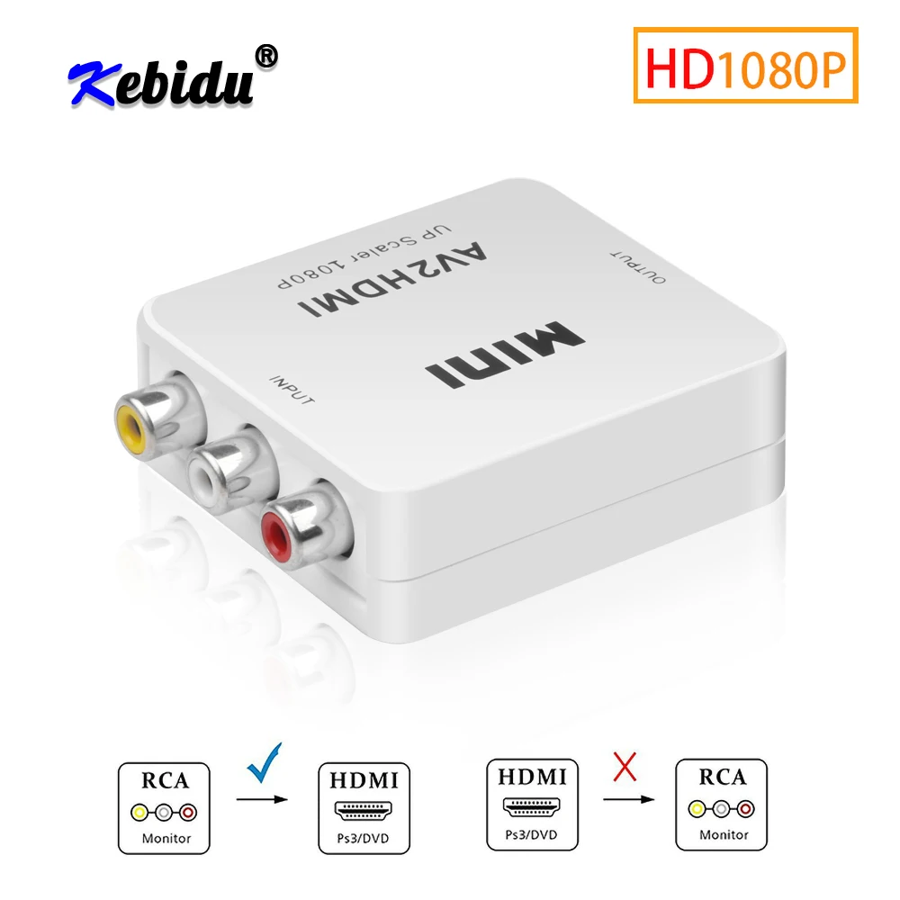 Конвертер kebidu RCA AV в HDMI Высокое качество HD 1080P AV2HDMI адаптер для ТВ PS3 PS4 PC DVD Xbox