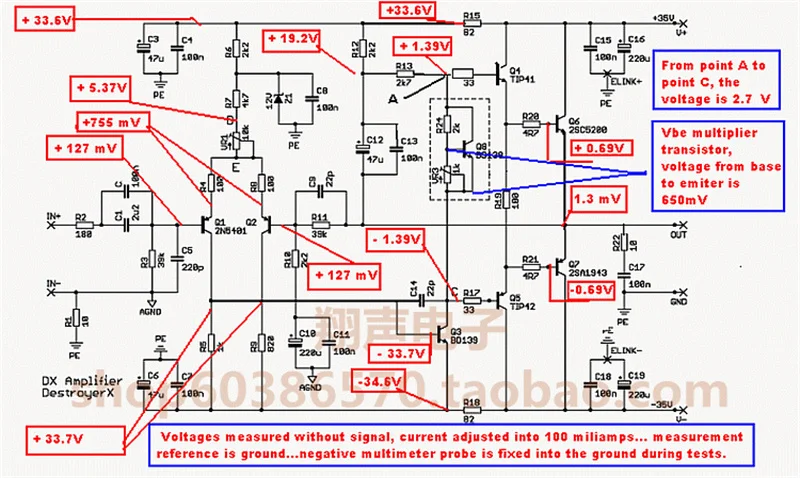 Плата усилителя мощности PCB DX AMP класс A и B дискретные компоненты 1 0 каналов 100 Вт |