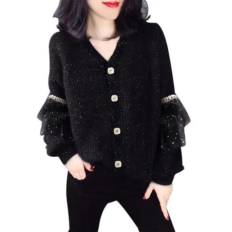 

Fashion temperament black mesh cardigan coat Europe station women's new