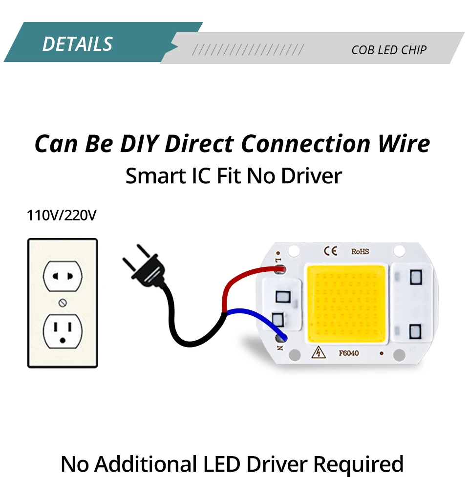 Светодиодный светильник лампы COB светодиодный чип 220V 50W 30W 20W 10W Luces СВЕТОДИОДНЫЙ матричный для Точечный светильник потолочные светильник не нужен драйвер DIY прямоугольные диод