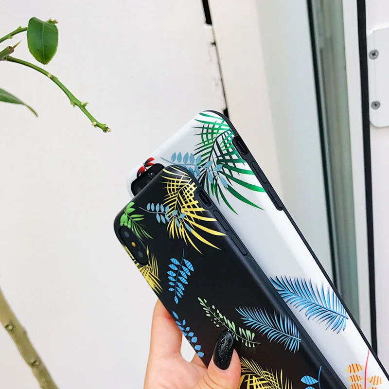Colorful Leaves Pattern Phone Case for iPhone 6 6s 7 8 Plus X Xs XR Max TPU Soft Back Cover |