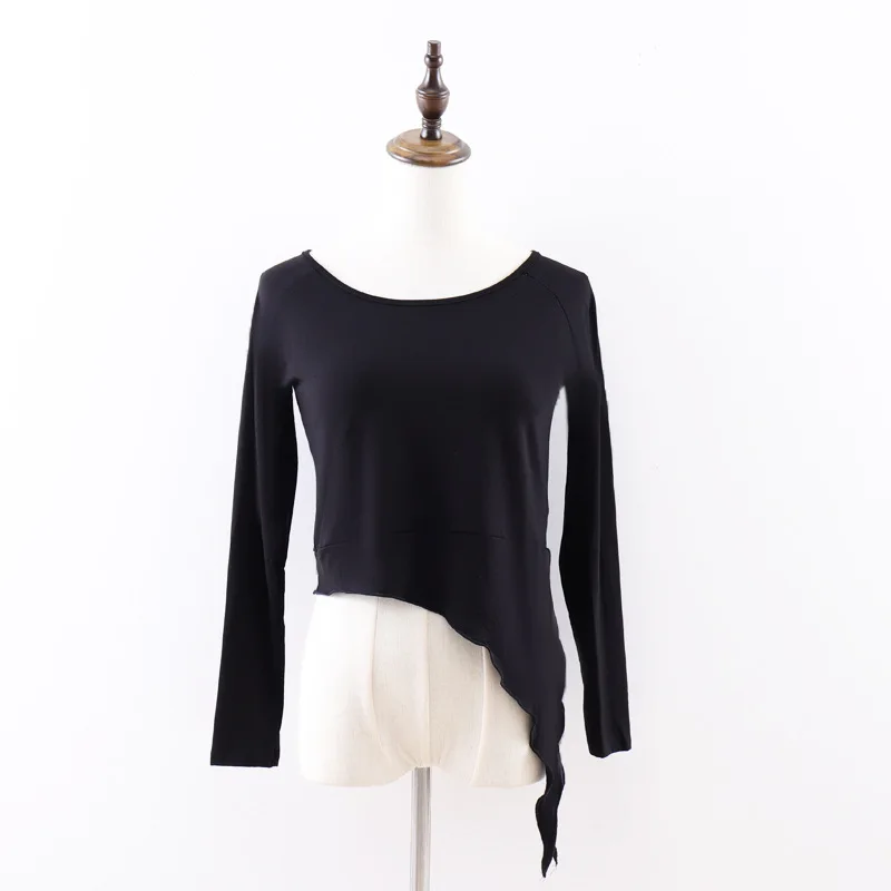 Однотонная Модная рубашка с длинным рукавом для йоги топ современных танцев