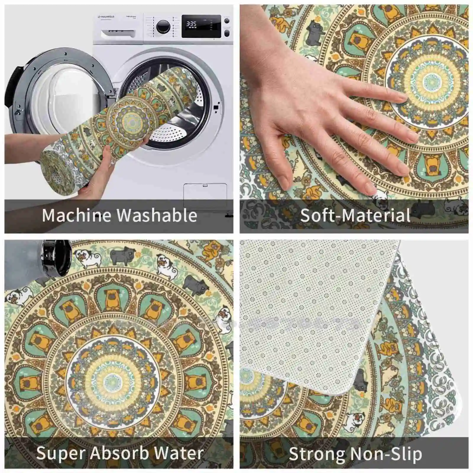 Товары для дома 3D коврик мопса йоги ног мандалы намаст спортзала