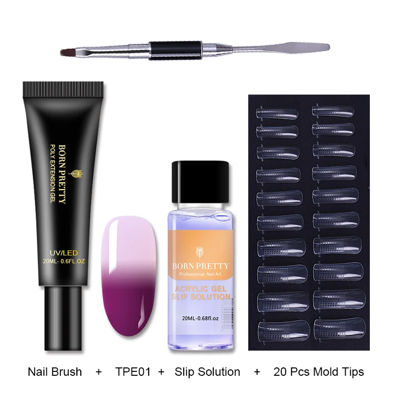 Thermal Set 1 BORN PRETTY розовый Обнаженная ногтей быстрое строительство поли гель 20 мл желе Builder палец УФ-гель продолжительного действия лак - Цвет: Thermal Set 1