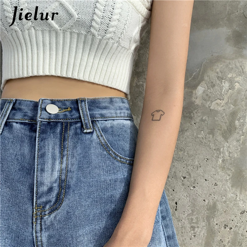 Шорты Jielur женские джинсовые с завышенной талией свободные однотонные штаны из