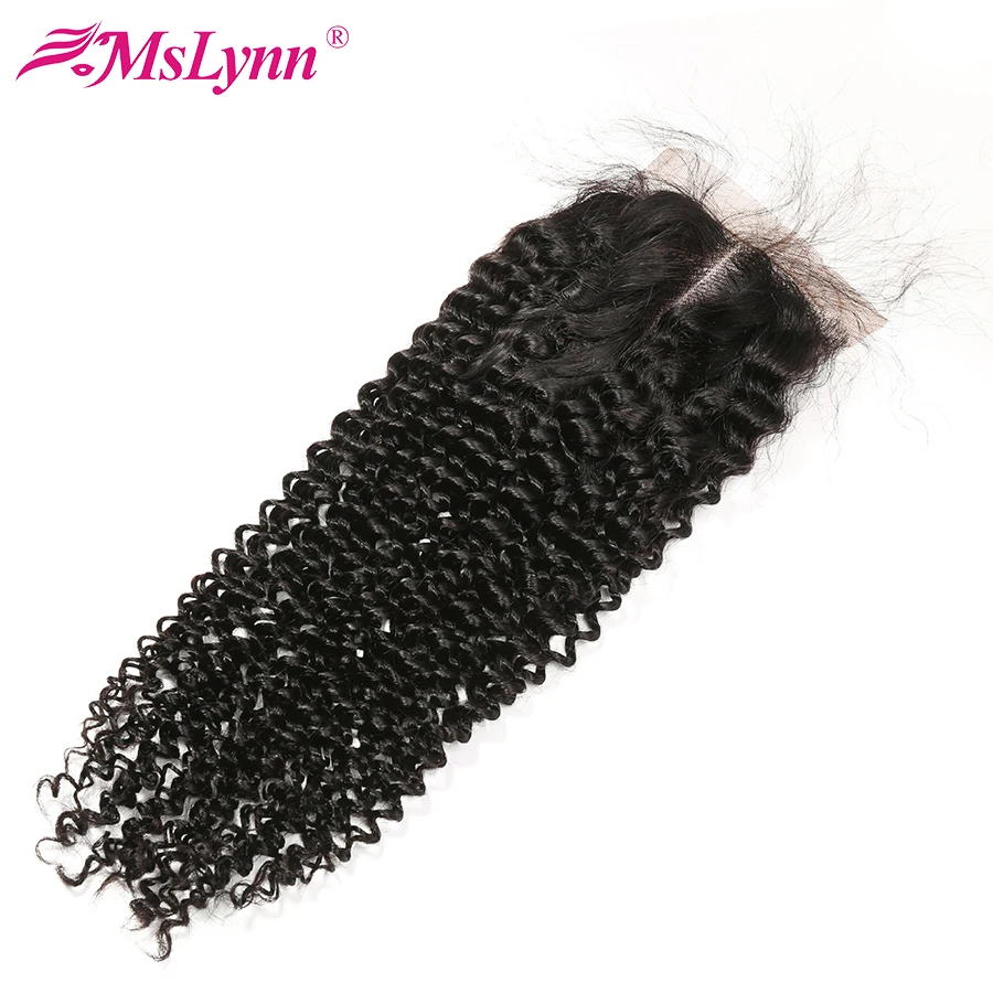 Кудрявые вьющиеся волосы на шнуровке 4X4 бразильские с закрытием человеческие