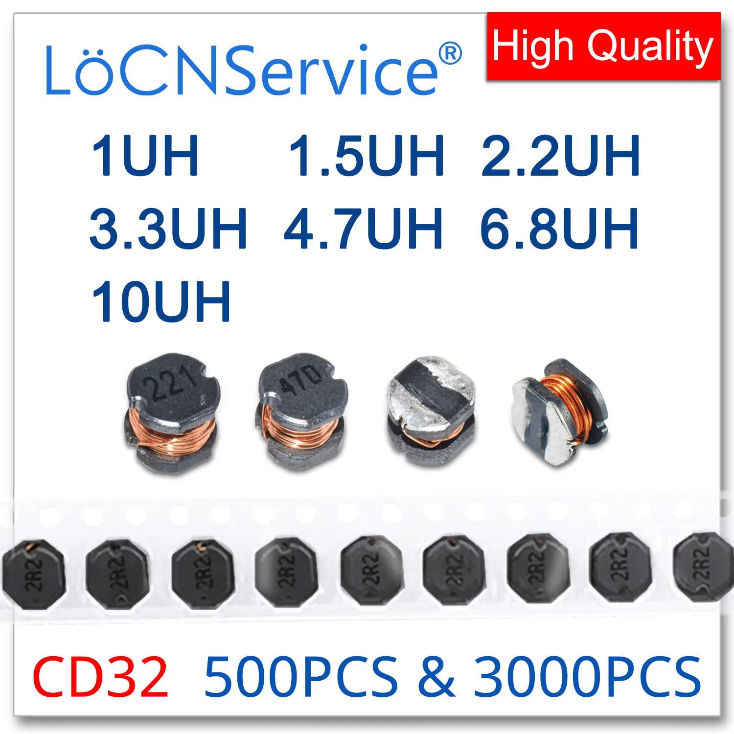 

LoCNService 500PCS 3000PCS CD32 3x3.5x2.4mm SMD 1UH 1.5UH 2.2UH 3.3UH 4.7UHH 6.8UH 10UH Power Inductor 3*3.5*2.4mm