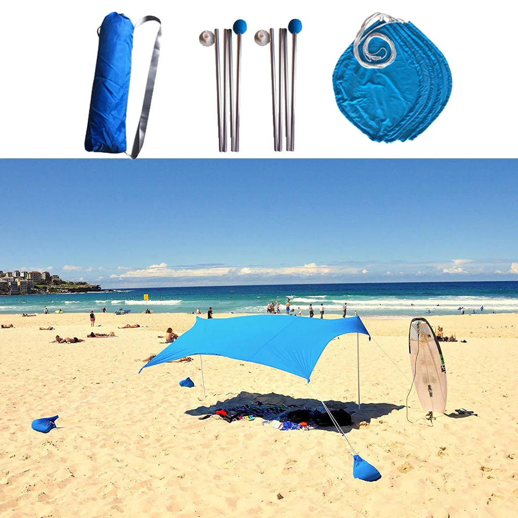 

3-4 человек Пляжная палатка брезент Портативный пляжный навес UPF50 УФ Защита солнцезащитный тент брезент тент с песочницей якоря