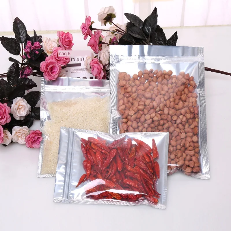 Прозрачный Алюминий Фольга сумка посылка сумочки серебристой расцветки Ziplock