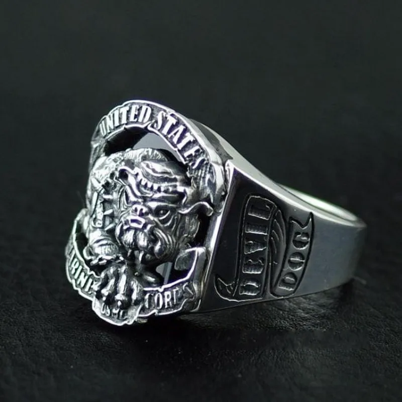 925 Sterling Silver Bulldog logo the United States Marine Corps rings men's new fashion silver ring | Украшения и аксессуары