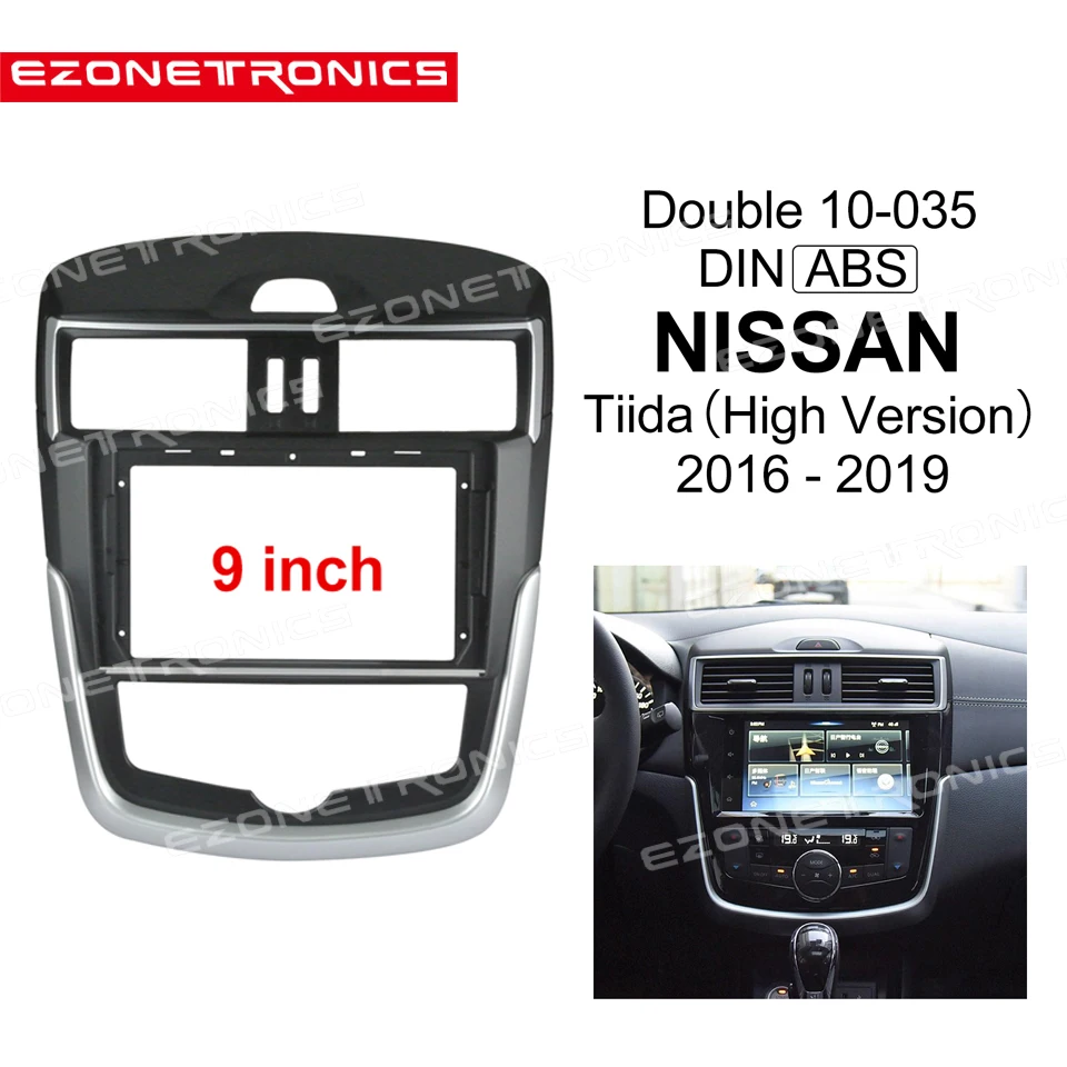

1/2Din Car DVD Frame Audio Fitting Adaptor Dash Trim Facia Panel 9" For NISSAN Tiida High Version 2016-19Double Din Radio Player
