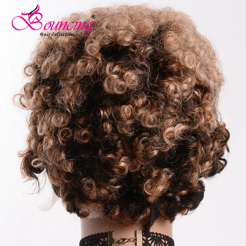 Bouncing 13*4 человеческие волосы на кружеве, парики, Короткие стриженые, Pixie парик, бразильские Remy человеческие волосы, парик 1B/27, кудрявый, индивидуальный, 130 Плотность, парик