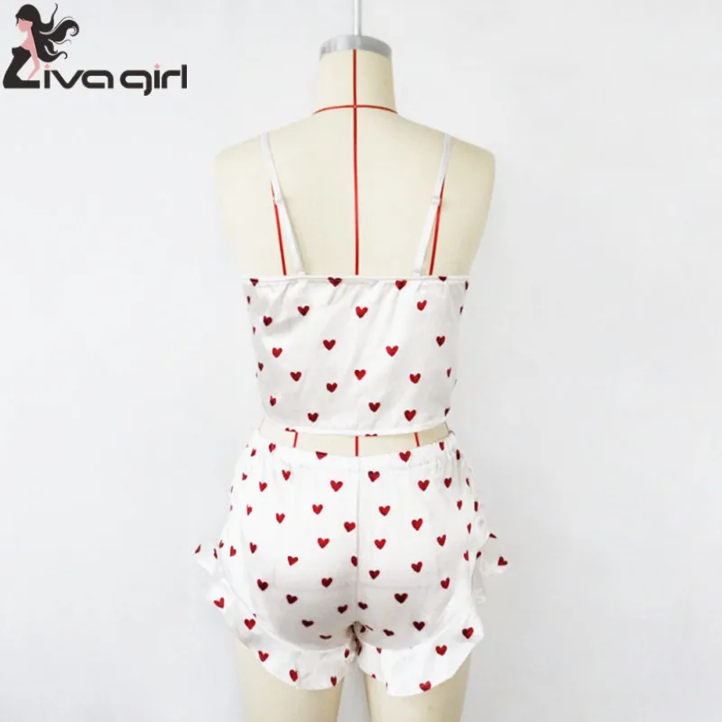 Сексуальная Женская одежда для сна атласная кружевная пижама с принтом в виде