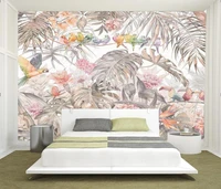 custom wallpaper photos tropical rainforest plants turtle leaf parrot mural home decor living room bedroom leaf 3d wallpaper