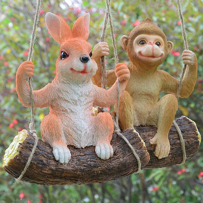 Пасторальная Имитация животных Подвесные качели из смолы поделки украшения для