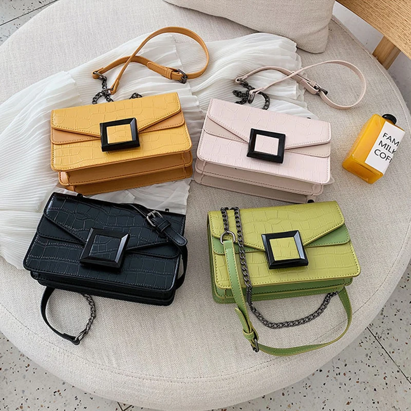 

Women Stone Pattern PU Leather Crossbody Bag Female Luxury Chain Handbag Fashion New Flap Designer Sac High Quality Shoulder Bag