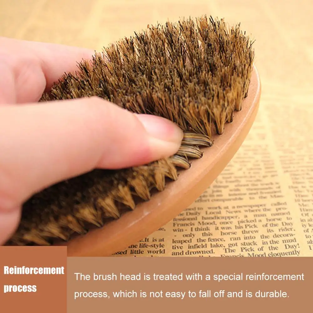 Высокое качество натуральная щетина кабана щетка для бороды мужчин бамбуковый