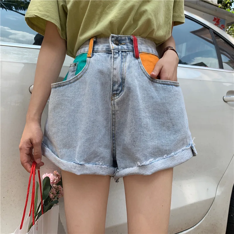 

Donsignet Personality Summer Loose Casual Denim Shorts Women Raw Edge Denim Hot Pants Women Jeans
