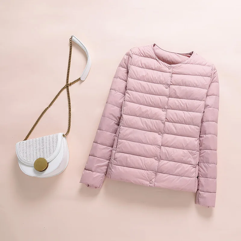 Ультратонкий пуховик для женщин, легкие пуховики розового цвета, ультрасветильник кое белое пальто, теплые короткие куртки, большие размер... от AliExpress WW