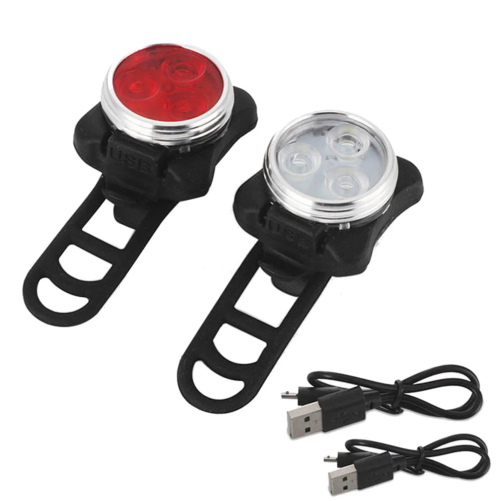 

New Bright Cycling Bicycle Bike 3 Led Head Front Light 4 Modes Usb Rechargeable Tail Clip Light Lamp Waterproof #T2G