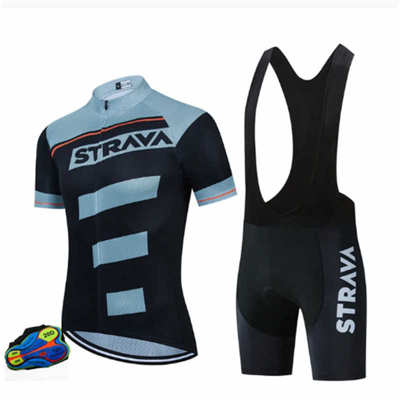 

Комплект одежды для велоспорта STRAVA Pro, летняя дышащая мужская рубашка с коротким рукавом и шорты с нагрудником, 20D, 2022
