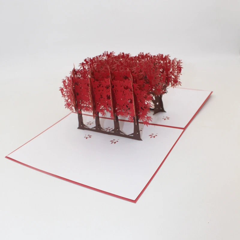3D ручной работы красные кленовые ветки лесная бумага приглашения открытки