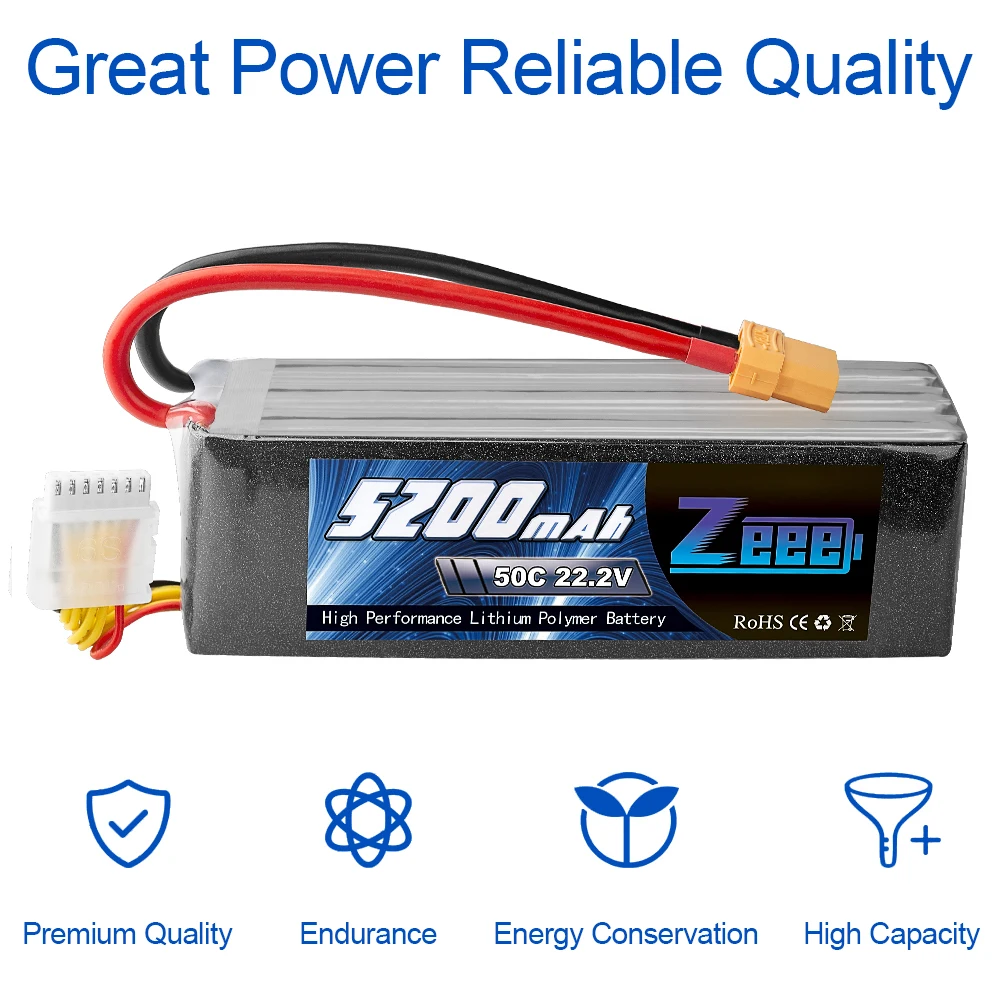 Zeee RC LiPo батарея 50C 5200mAh 22,2 V 6S XT90 LiPo батарея с XT60 EC5 для RC вертолета автомобиля лодки самолета квадрокоптера FPV