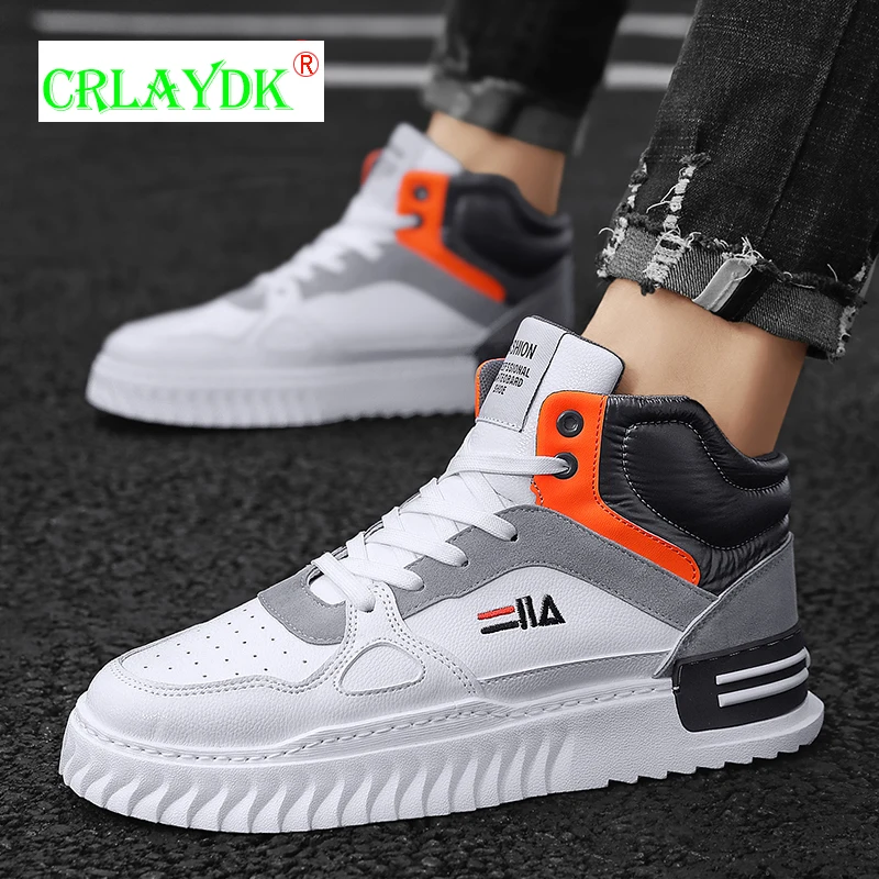 

CRLAYDK 2021 Men's Fashion High Top Sneakers Sports Leather Ankle Running Shoes Teens Boys Comfort Walking Tennis for Students